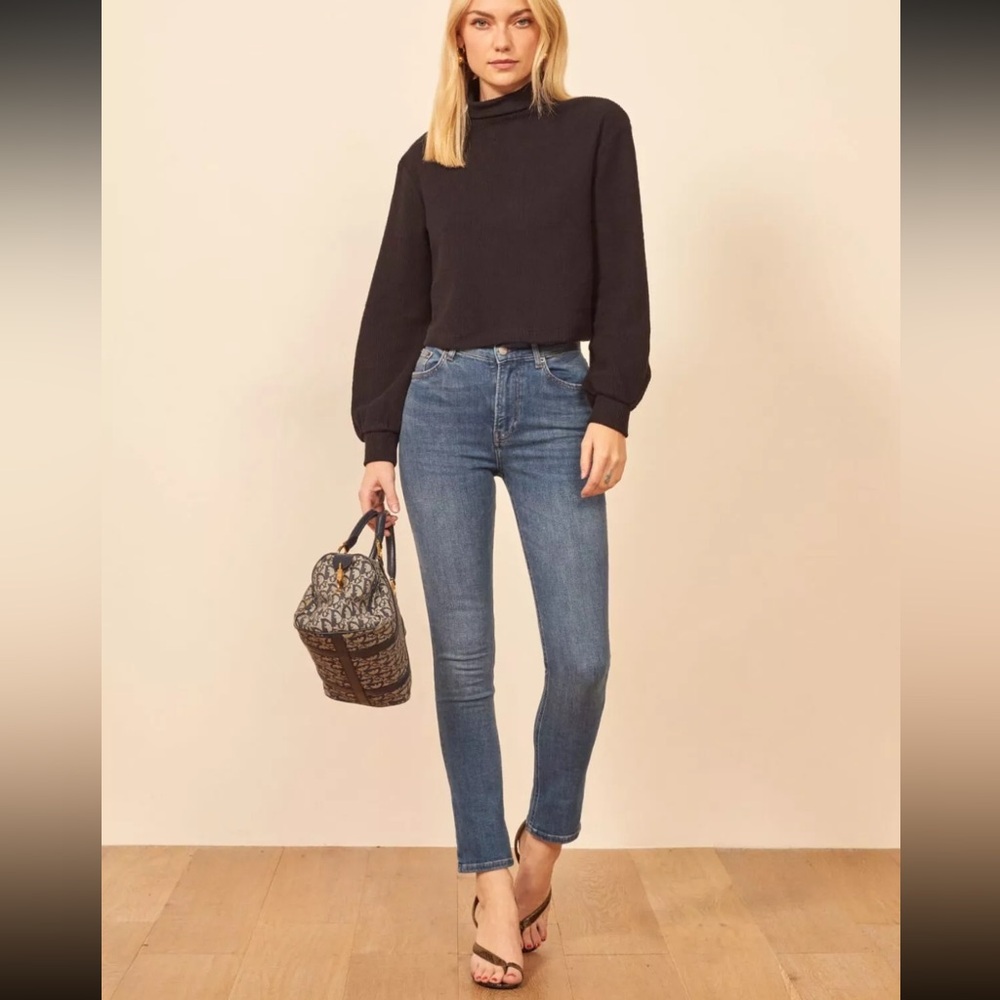 REFORMATION Jeans Women's Harper Mid Rise Denim Jean in Destin Blue Sz 28